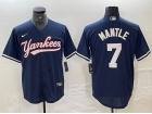 New York Yankees #7 Mickey Mantle Navy Blue Fashion Baseball Jersey