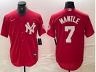 New York Yankees #7 Mickey Mantle Red Fashion Baseball Jersey