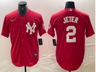 New York Yankees #2 Derek Jeter Red Fashion Baseball Jersey