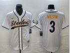 Pittsburgh Steelers #3 Russell Wilson White Baseball Jersey