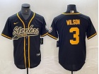 Pittsburgh Steelers #3 Russell Wilson Black Color Rush Baseball Jersey