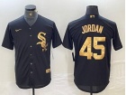 Chicago White Sox #45 Michael Jordan Black Golden Cool Base Jersey