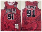 Chicago Bulls #91 Dennis Rodman Red Dragon Year Mitchell Ness Jersey