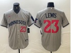 Minnesota Twins #23 Cory Lewis Grey Pinstripe Cool Base Jersey