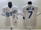 Kansas City Royals #7 Bobby Witt Jr. White with Number on Front Cool Base Jersey