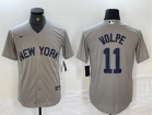 New York Yankee #11 Anthony Volpe Grey Field Of Dreams Cool Base Jersey