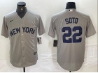 New York Yankees #22 Juan Soto Grey Field Of Dreams Cool Base Jersey