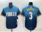 Philadelphia Phillies #3 Bryce Harper Blue 2024 All Star Cool Base Jersey