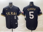 Texas Rangers #5 Corey Seager Black Golden Cool Base Jersey