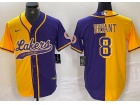 Los Angeles Lakers #8 Kobe Bryant Purple Yellow Spilt Baseball Jersey