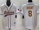 Los Angeles Lakers #8 Kobe Bryant White Baseball Jersey