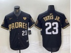 San Diego Padres #23 Fernando Tatis Jr Black Golden with PS Patch Cool Base Jersey