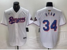 Texas Rangers #34 Nolan Ryan White Gold Program Cool Base Jersey