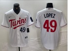 Minnesota Twins #49 Pablo López White with Number on Front Cool Base Jersey