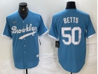 Los Angeles Dodgers #50 Mookie Betts  Light Blue Alternate Cooperstown Collection Jersey