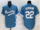 Los Angeles Dodgers #22 Clayton Kershaw Light Blue Alternate Cooperstown Collection Jersey