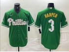 Philadelphia Phillies #3 Bryce Harper Green Fashion Cool Base Jersey