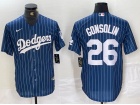 Los Angeles Dodgers #26 Tony Gonsolin Blue Pinstripes Cool Base Jersey