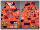 New York Knicks #33 Patrick Ewing Orange Graffiti Jersey