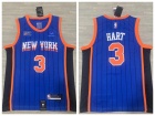 New York Knicks #3 Josh Hart 2024 Blue Pinstripes City Jersey