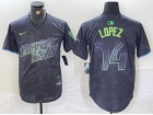 Nike Tampa Bay Rays #14 Jacob Lopez Charcoal 2024 City Connect Jersey