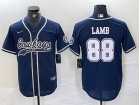 Dallas Cowboys #88 CeeDee Lamb Navy Blue Baseball Jersey