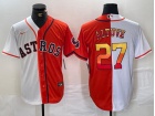 Houston Astros #27 Jose Altuve White/Orange Golden Number Split Jersey