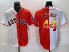 Houston Astros #44 Yordan Alvarez White/Orange Golden Number Split Jersey