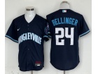 Chicago Cubs #24 Cody Bellinger Navy Blue City Connect Cool Base Jersey