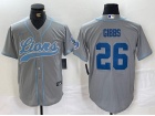 Detroit Lions #26 Jahmyr Gibbs Grey F.U.S.E. Baseball Jersey