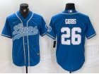 Detroit Lions #26 Jahmyr Gibbs Blue F.U.S.E. Baseball Jersey