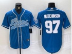 Detroit Lions #97 Aidan Hutchinson Blue F.U.S.E. Baseball Jersey