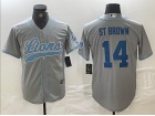 Detroit Lions #14 Amon-Ra St. Brown Grey F.U.S.E. Baseball Jersey