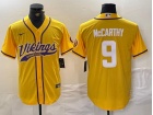 Minnesota Vikings #9 J.J. McCarthy Yellow Baseball Jersey