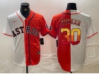 Houston Astros #30 Kyle Tucker White/Orange Golden Number Split Jersey