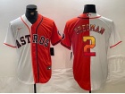 Houston Astros #2 Alex Bregman White/Orange Golden Number Split Jersey