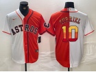 Houston Astros #10 Yuli Gurriel White/Orange Golden Number Split Jersey