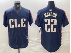 Cleveland Guardians #22 Josh Naylor Navy Blue City Connect Cool Base Jersey