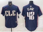 Cleveland Guardians #48 Emmanuel Clase Navy Blue City Connect Cool Base Jersey