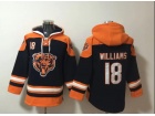 Chicago Bears #18 Caleb Williams Blue with Bears Logo Hoodie