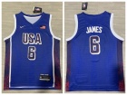 Team USA #6 Lebron James Navy Blue Paris 2024 Olympics Jersey