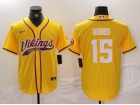 Minnesota Vikings #15 Dallas Turner Yellow Baseball Jersey