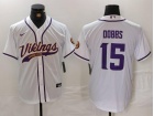 Minnesota Vikings #15 Dallas Turner White Baseball Jersey