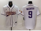 Minnesota Vikings #9 J.J. McCarthy White Baseball Jersey