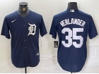 Detroit Tigers #35 Justin Verlander Navy Blue Cool Base Jersey