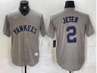 New York Yankees #2 Derek Jeter Nike Gray Road Cooperstown Collection Player Jersey