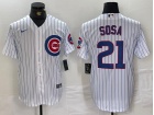 Chicago Cubs #21 Sammy Sosa White Pinstripes Cool Base Jersey