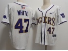 LSU Tigers #47 Tommy White 2024 White Button Down Baseball Jersey