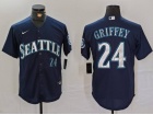 Seattle Mariners #24 Ken Griffey Jr Navy Blue Limited Players Jerseys