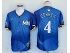 Minnesota Twins #4 Carlos Correa Blue city Connect Jersey